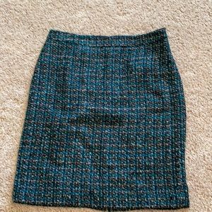 LOFT Checked Tweed Shift Skirt